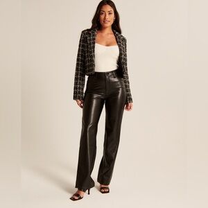 abercrombie black leather jeans